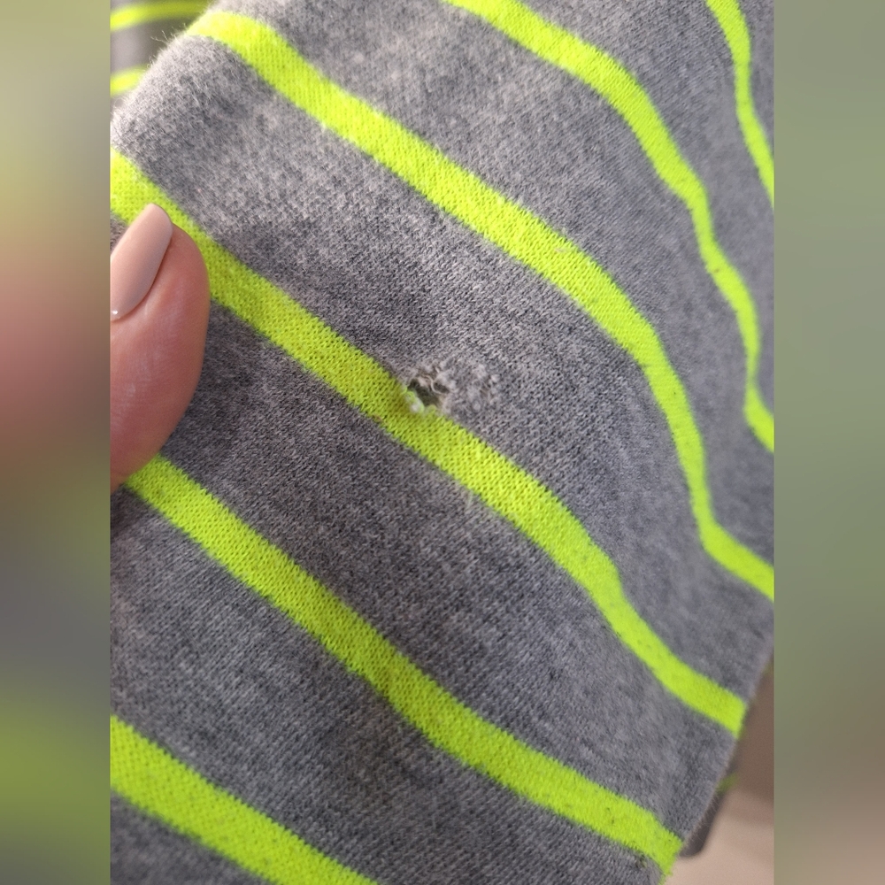 Torrid Grey & Neon Yellow Stripe Fleece Raglan Sweatshirt | Size 2 - Picture 9 of 10